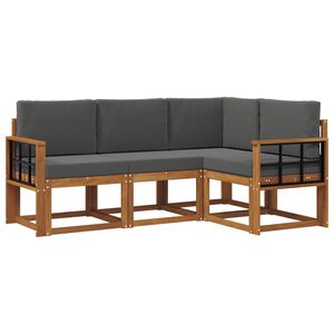 vidaXL Zunanja garnitura za sedenje 4 pcs Naravna in antracitna