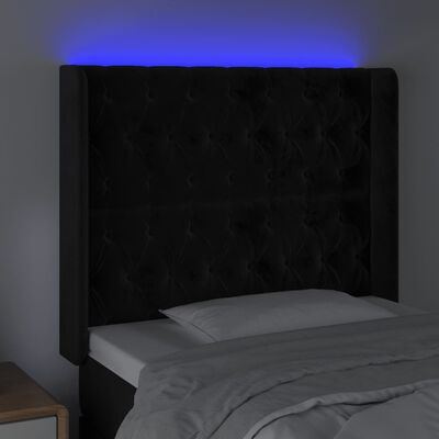 vidaXL LED posteljno vzglavje črno 103x16x118/128 cm žamet