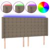 vidaXL LED posteljno vzglavje taupe 183x16x118/128 cm blago