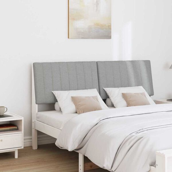 vidaXL Tapecirano vzglavje Svetlo siva 150 cm Masivno borovo les