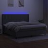 vidaXL Box spring postelja z vzmetnico LED temno siva 200x200 cm blago