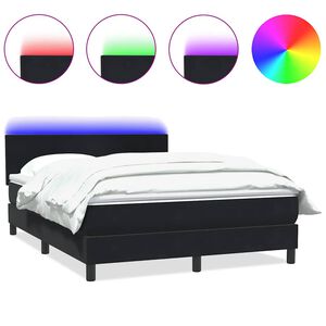 vidaXL Box spring posteljni z vzmetnico LED črn 140x210 cm žamet