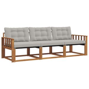 vidaXL Zunanja garnitura za sedenje 3 pcs Naravna in svetlo siva