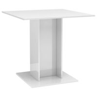 vidaXL Jedilna miza visok sijaj bela 80x80x75 cm iverna plošča