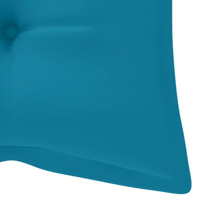 vidaXL Klop Batavia s svetlo modro blazino 120 cm trdna tikovina