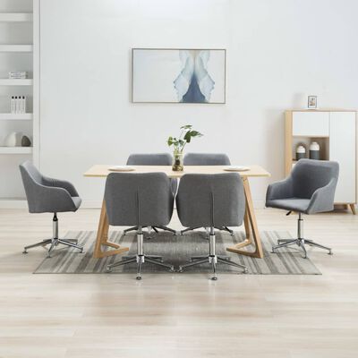 vidaXL Vrtljivi jedilni stoli 6 kosov svetlo sivo blago
