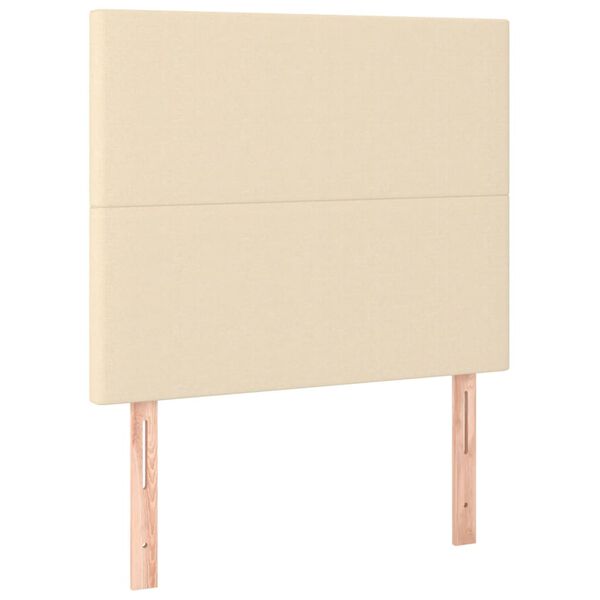 vidaXL LED posteljno vzglavje krem 90x5x118/128 cm blago