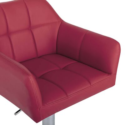 vidaXL Barski stolčki 2 kosa z naslonjali za roke vinsko rdeče usnje