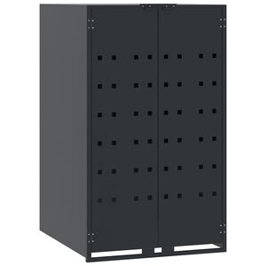 vidaXL Shranjevalna tabla za en ko&scaron; za smeti na kolesih antracitna 69x79x117 cm jeklo