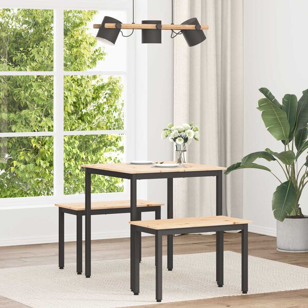 vidaXL Jedilna miza Naravna 70 x 70 x 75 cm Masivno borovo les