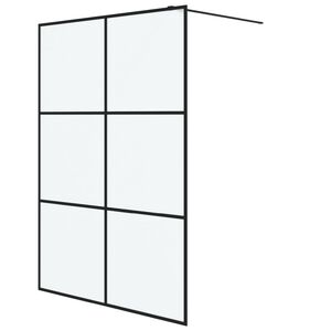 vidaXL Pregrada za tu&scaron; črna 140x195 cm motno ESG steklo