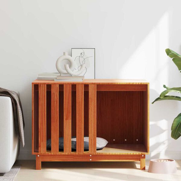 vidaXL Pasja hi&scaron;a Voskast rjav 90 x 60 x 67 cm Masivno borovo les