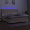 vidaXL Box spring postelja z vzmetnico LED krem 200x200 cm blago