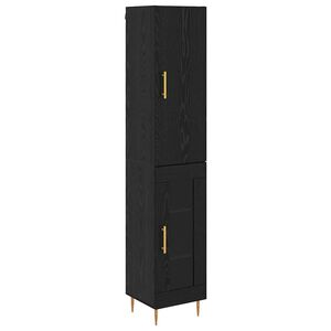 vidaXL Visok predalnik 2 pcs Črna Orehovina Konstruiran les