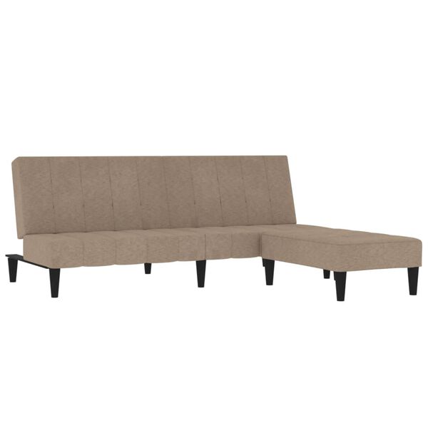 vidaXL Kavč dvosed s stolčkom taupe tkanina iz mikrovlaken