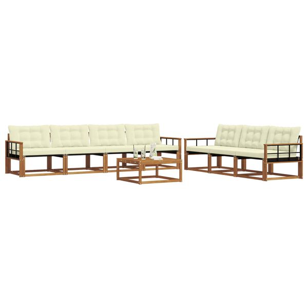 vidaXL Zunanja garnitura za sedenje z blazino 8 pcs Naravna in smetana