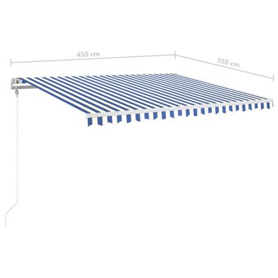 vidaXL Avtomatska tenda LED + senzor 450x350 cm modra in bela