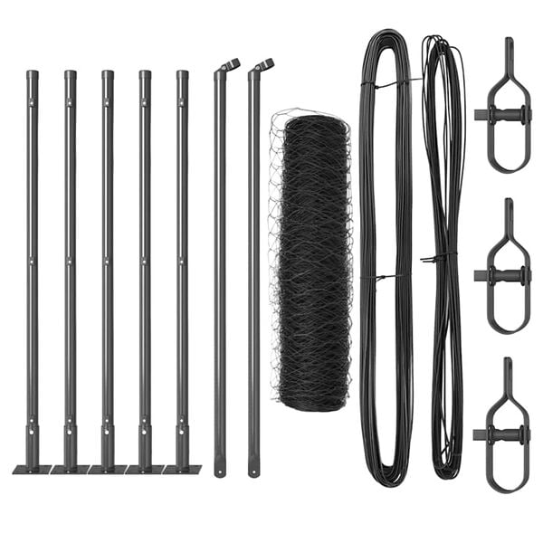 vidaXL Steber ograje. Siva 10 x 0,5 m (36 mm mreža) Jeklo in PVC