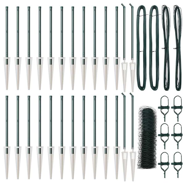 vidaXL Steber ograje. Zelena 50 x 0,5 m (50 mm mreža) Jeklo in PVC