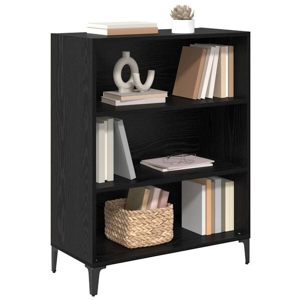 vidaXL Strani &scaron;al Črna Orehovina 69,5 x 32,5 x 90 cm Konstruiran les