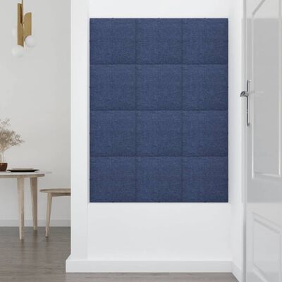 vidaXL Stenski paneli 12 kosov modri 30x30 cm blago 1,08 m²
