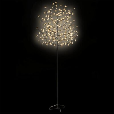 vidaXL Božično drevesce z 220 LED lučkami beli češnjevi cvetovi 220 cm