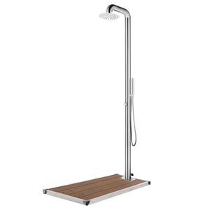 vidaXL Vrtni tu&scaron; z rjavim podstavkom 230 cm nerjaveče jeklo