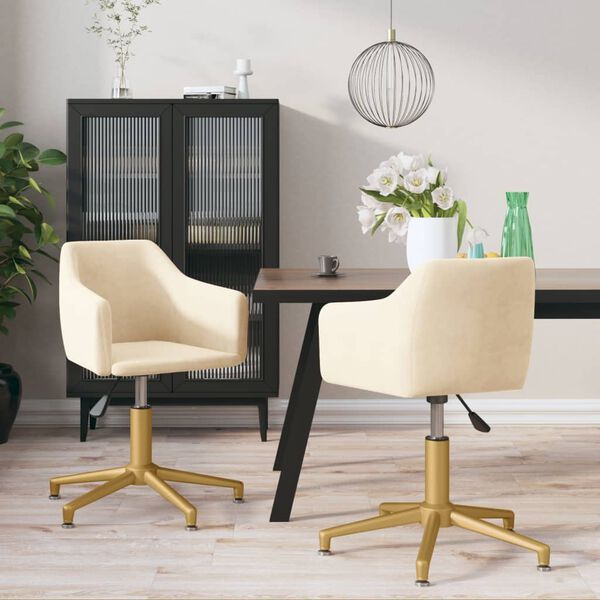 vidaXL Vrtljiv jedilni stol 2 kosa krem žamet