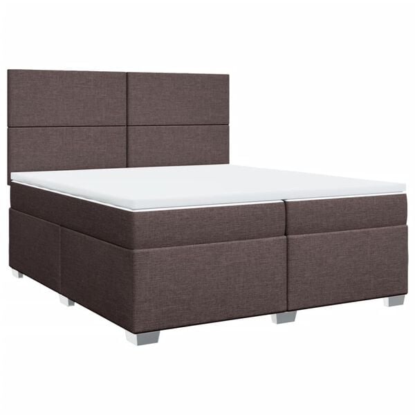 vidaXL Box spring postelja z vzmetnico temno rjav 200x200 cm blago