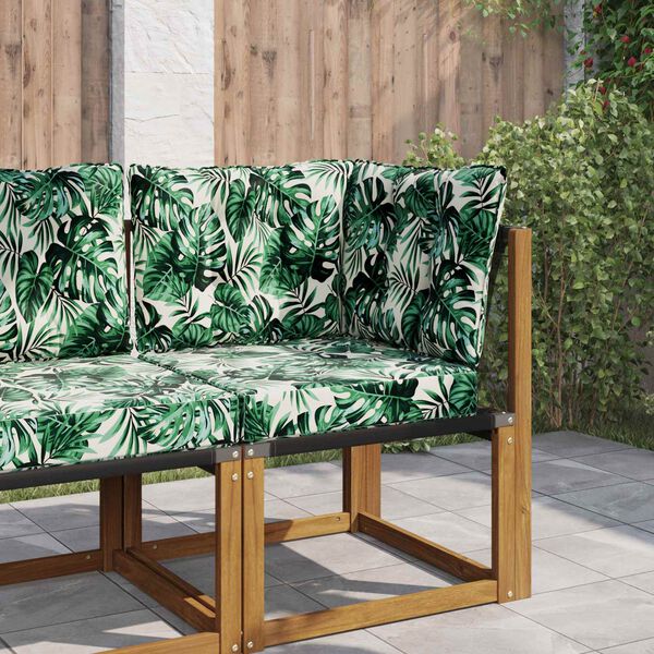 vidaXL Zunanja blazina za kavč 3 pcs Vzorec lista Poliester