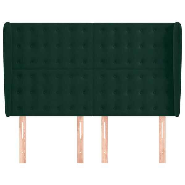 vidaXL Vzglavje z u&scaron;esi temno zeleno 147x23x118/128 cm žamet