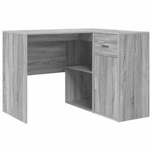 vidaXL Kotni&scaron;ka miza s predalom s polico Siva Sonoma 102 x 88 x 75 cm