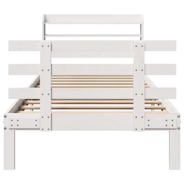 vidaXL Posteljni okvir z vzglavjem brez vzmetnice bel 90x190 cm