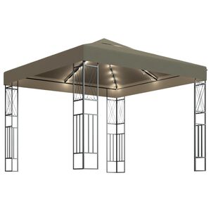 vidaXL Paviljon z LED lučkami 3x3 m taupe blago