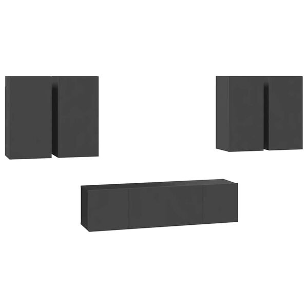 vidaXL Komplet TV omaric 6-delni siva iverna plo&scaron;ča