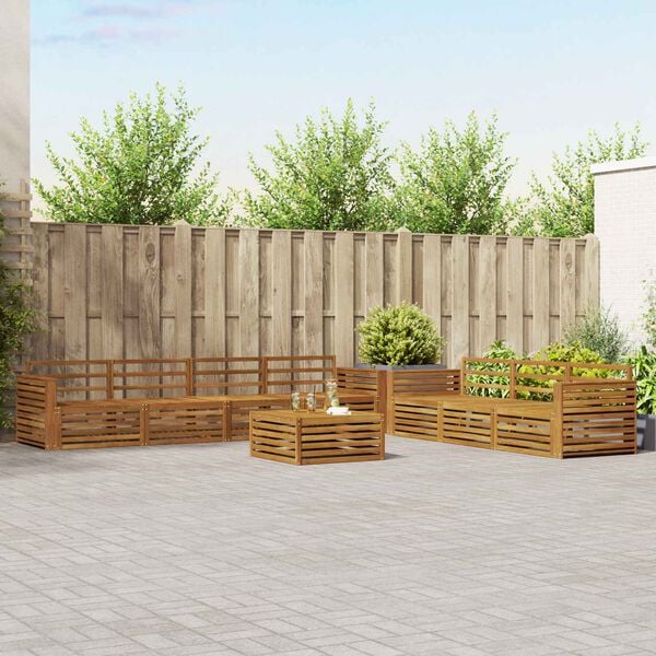 vidaXL Zunanja garnitura za sedenje 8 pcs Naravna Masiven les akacije