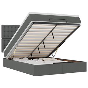 vidaXL Otomanska postelja z vzmetnico & LEDs siv 140x200 cm blago