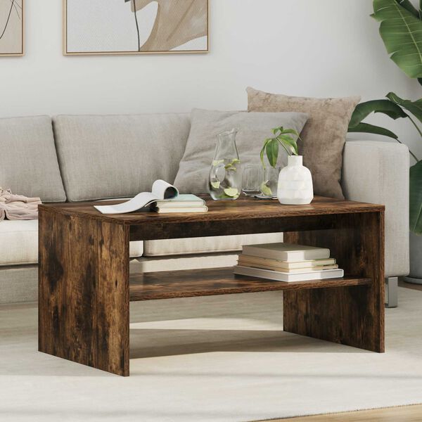 vidaXL Klubska miza Dimljeni oreh 80 x 50 x 40 cm Konstruiran les