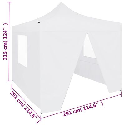 vidaXL Profesionalen zložljiv vrtni šotor s 4 stranicami 3x3 m bel