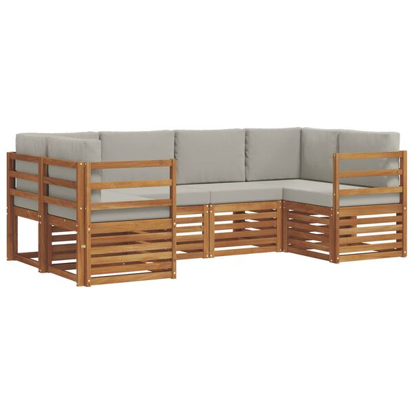 vidaXL Sedežne garniture z blazino 6 pcs Naravna in svetlo siva