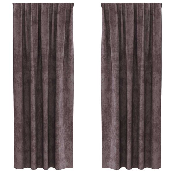 vidaXL Velvete zavese z zavesami 2 pcs Rjava 225 x 140 cm Žamet
