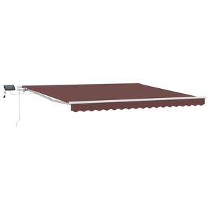 vidaXL Ročno zložljiva tenda z LED rjava 400x300 cm