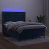 vidaXL Box spring postelja z vzmetnico LED temno modra 140x190cm žamet