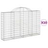 vidaXL Obokana gabionska ko&scaron;ara 10 kos 200x30x120/140cm cinkano železo