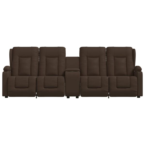 vidaXL Masažni štirised z držali za skodelico rjav iz umetnega usnja