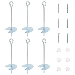 vidaXL Zemeljski klin 6 pcs Srebrna &Oslash;10 x 30 cm Cinkani kovina