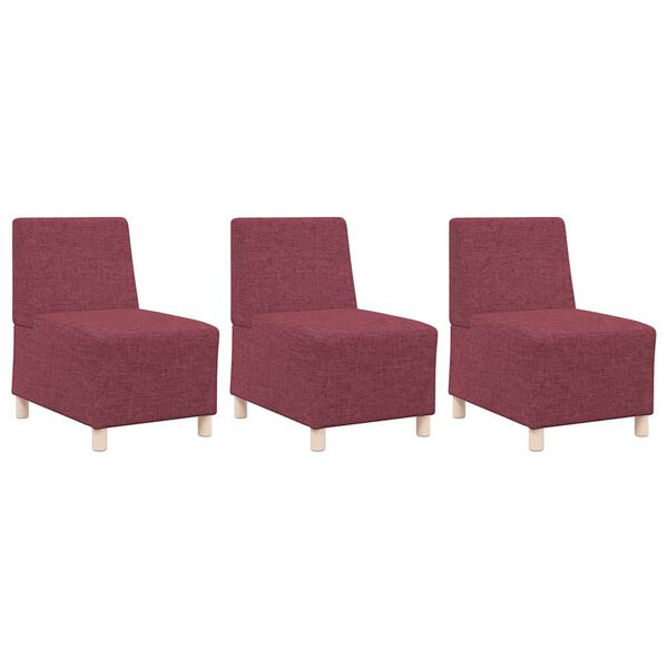 vidaXL Modularna sofa enota brez naslonov 3 pcs Vinorodna rdeča