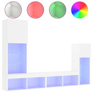 vidaXL Komplet TV omaric LED 4-delni bel inženirski les