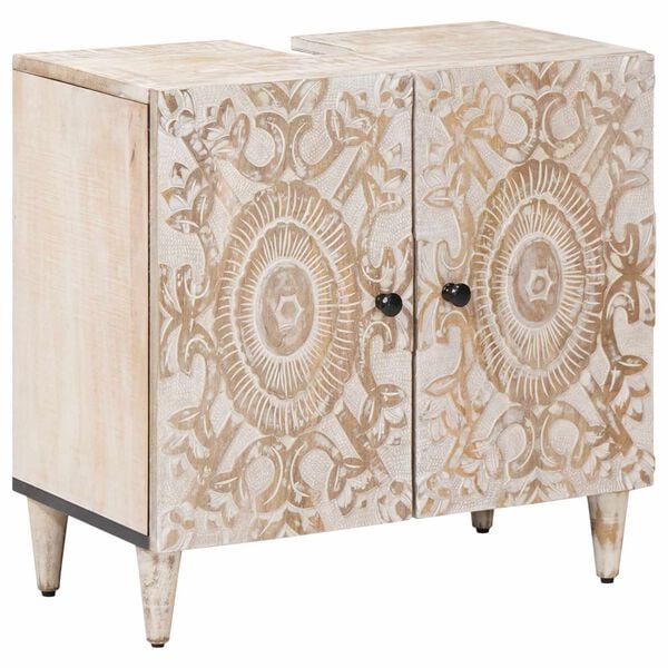 vidaXL Kopalni&scaron;ka omara za umivalnik z vrati Bela 62 x 33 x 58 cm