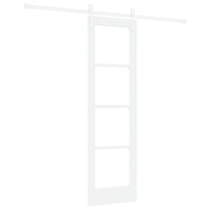 vidaXL Drsna vrata 61 x 198,5 cm Trden borov les in steklo Bela